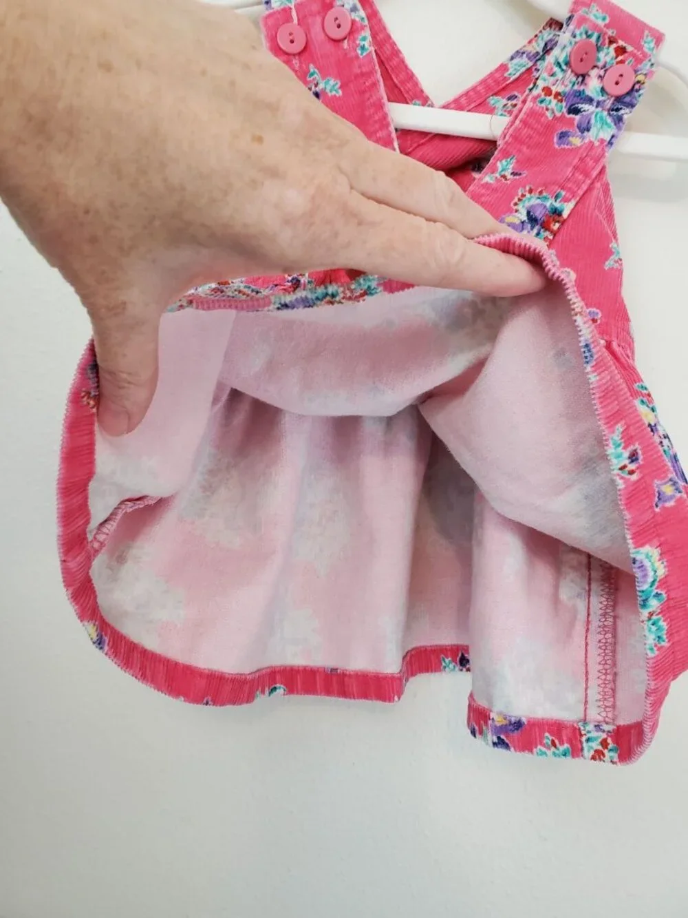 OshKosh B'Gosh vintage 90's pink floral Vestbak overall dress